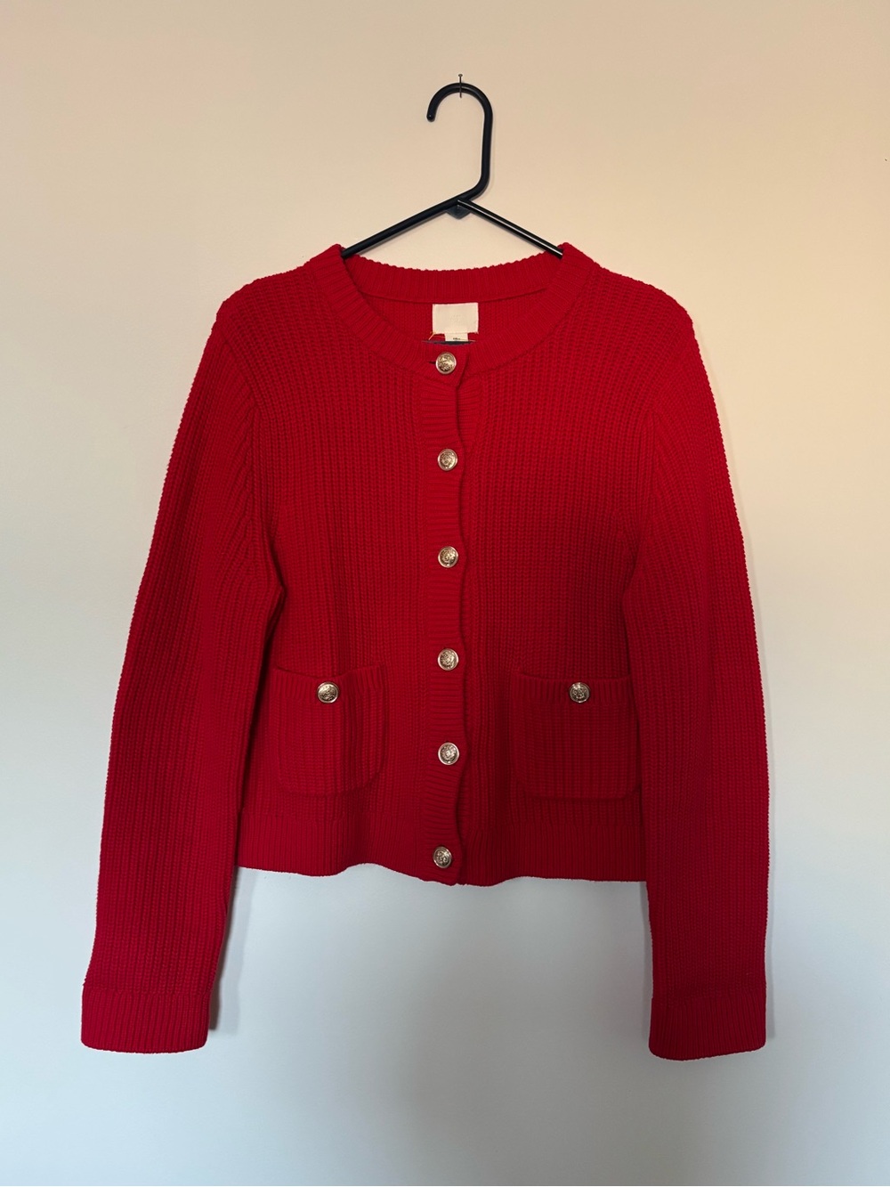 H&M Red Rib-Knit Cardigan